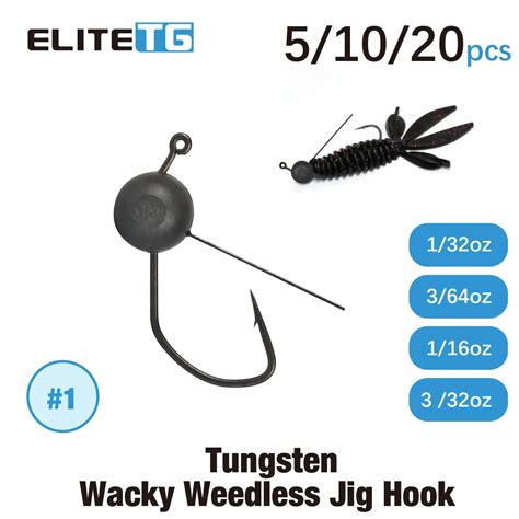 Elite TG Tungsten Wacky Weedless Jig Hooks Wacky Rig Texas Rig Jig