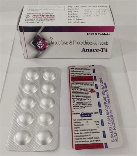 Aceclofenac Mg Thiocolchicoside Mg Tablet Packaging Type