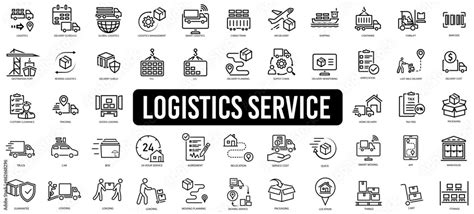 Logistics Icon Set Shipping Transportation Delivery Cargo Freight