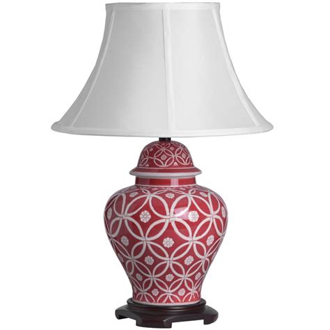 Athos White On Red Patterned Ceramic Table Lamp 1250 Ceramic Lamps