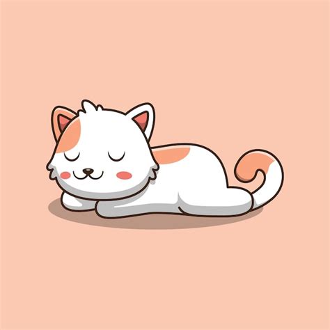 Gato bonito está dormindo ilustração dos desenhos animados Vetor Premium