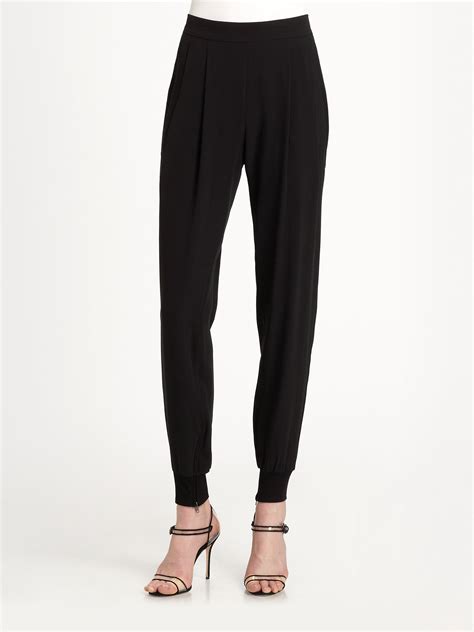 Eileen Fisher Silk Cuffed Ankle Pants In Black Lyst