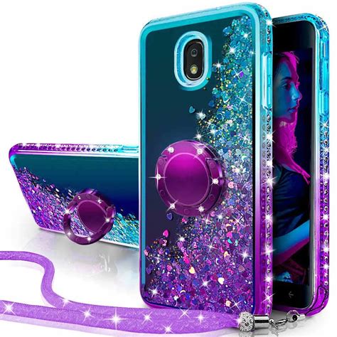 Samsung Galaxy J7 Cases Bling Diamond Rhinestone Moving Liquid Holographic Sparkle Glitter Case