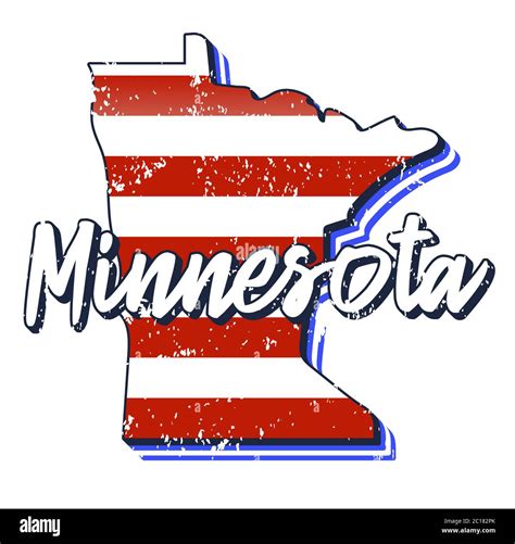 American flag in minnesota state map. Vector grunge style with Typography hand drawn lettering ...