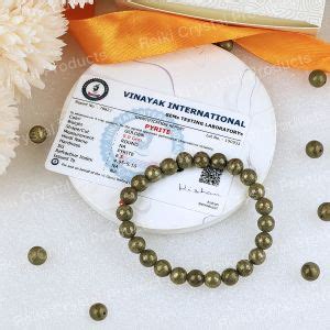 Certified Pyrite Mm Round Bead Bracelet