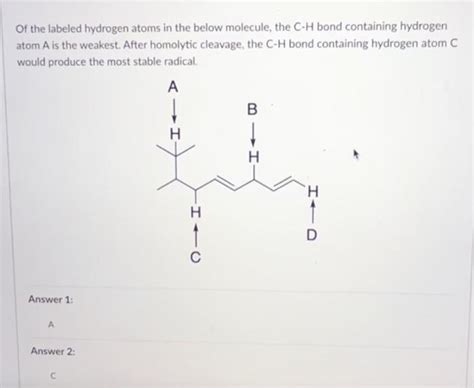 Solved Of The Labeled Hydrogen Atoms Below Which One Chegg