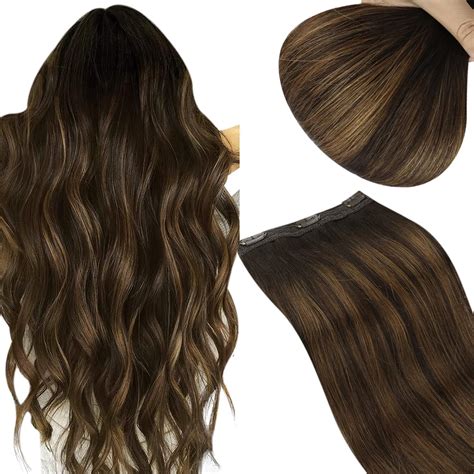 Amazon.com : Sunny One Piece Real Hair Extensions Dark Brown Ombre