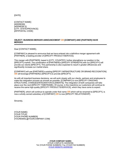 Merger Announcement Letter To Customers Infoupdate Org