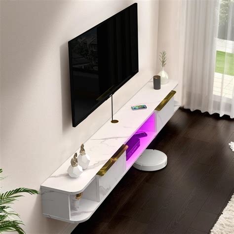 Pmnianhua Floating TV Stand With LED Lights Wall Mounted TV Cabinet