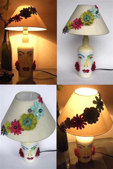 Painted Recycle Bottle And Lamp Shade Design By Shilpi Paint