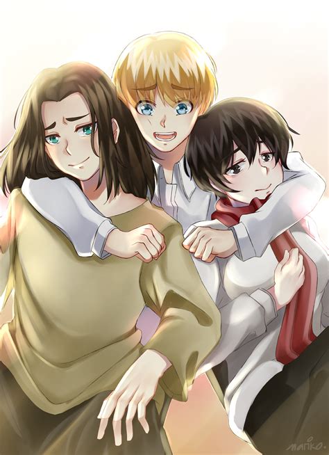 My Fanart of Eren Mikasa and Armin~ Thank you Isayama! : r/ShingekiNoKyojin