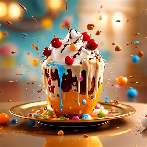 Premium AI Image | Splash Art Splash Art A Fancy Icecream Balls With Delicious Whipped Cream ...