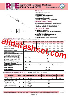 SF16G Marking SF16G Datasheet PDF RFE International