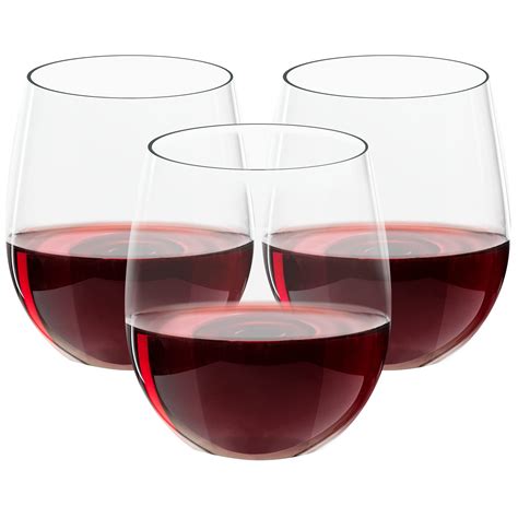 Focusline 32 Pack Plastic Wine Glasses Stemless 12 Oz Crystal Clear