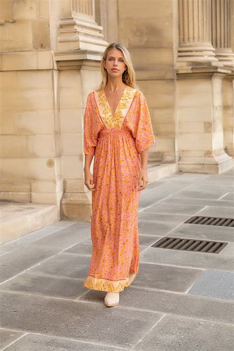 Boho Kaftan Maxikleid Mit Orientalischen Blumen Maxi Kleider Sommer