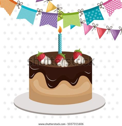 Happy Birthday Card Sweet Cake Stock Vector Royalty Free 1037311606