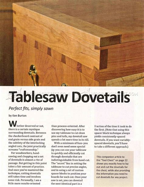 Table Saw Dovetail WoodArchivist