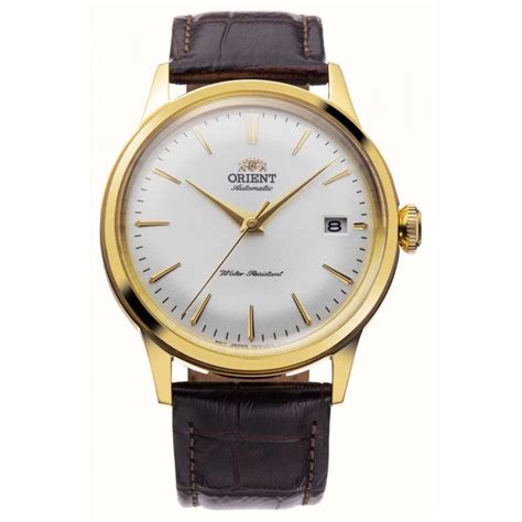 Orient Men S Bambino Mechanical 38mm White Dial Brown Leather RA