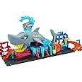 Amazon Hot Wheels City Toy Car Track Set Ultra Shark Car Wash With 1 64 Scale Color Reveal