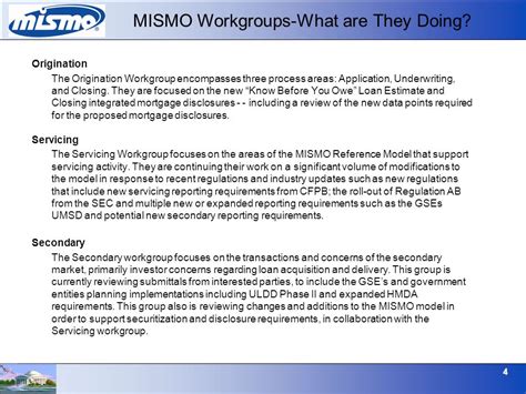 Mismo Workgroup Descriptions Residential Industry And Development