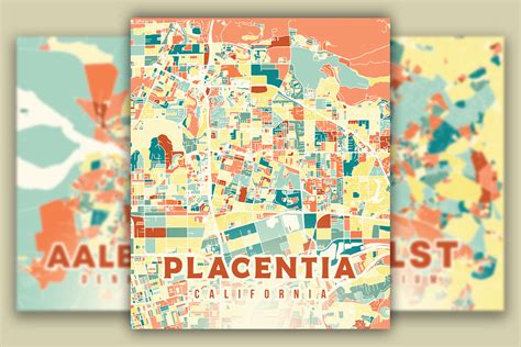 Placentia California Colorful Map Graphic by Poster Boutique · Creative ...