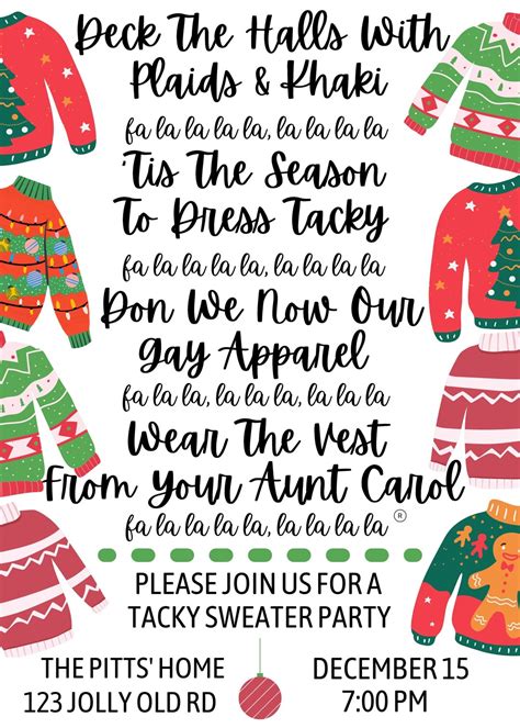 Tacky Sweater Party, Ugly Sweater Party, Christmas Party, INSTANT DOWNLOAD with Canva - Etsy