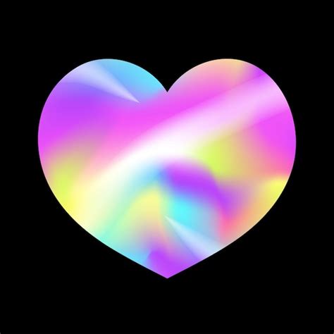 Premium Vector Holographic Sticker Vector Template Heart Shape