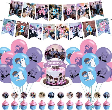 Amazon Pcs Kpop Txt Birthday Party Decorations Party Supply Set