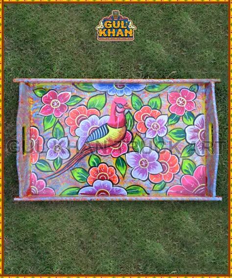 Tray Wooden Hand Painted Design Gul Khan Truck Art