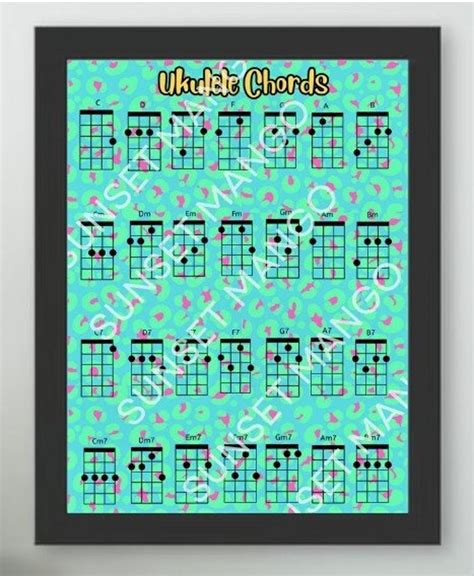 Fun Ukulele Chord Chart Instant Download Digital Copy 90s Vibes Etsy