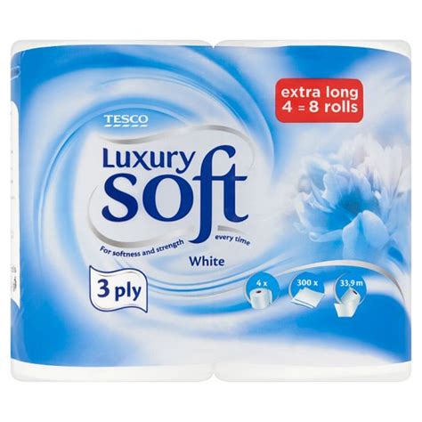 Tesco Soft Luxury White toaletný papier 3 vrstvy 4 kotúče Tesco Potraviny