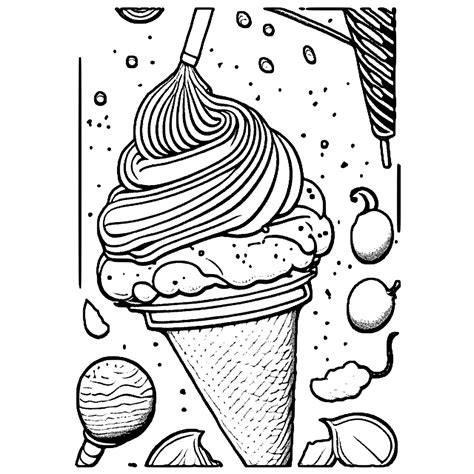 Ice Cream Coloring Page · Creative Fabrica