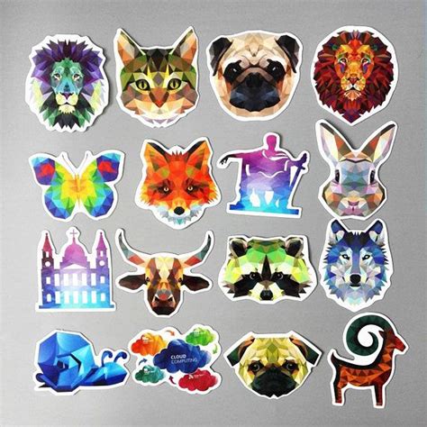 35 Vinyl Stickers Geometric Animals, geometric sticker decal origami ...