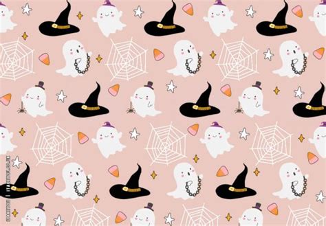 20 Chic And Preppy Halloween Wallpaper Inspirations Cute Ghosties And Witch S Hat Wallpaper For