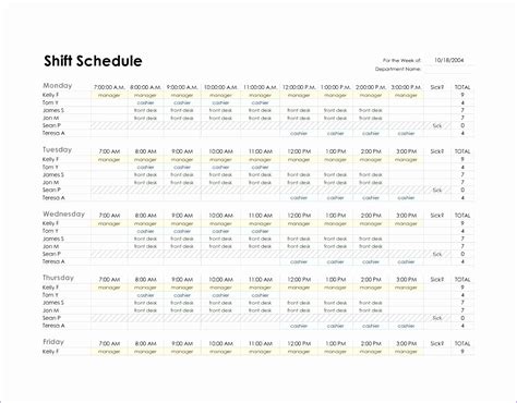 10 Excel Monthly Work Schedule Template - Excel Templates