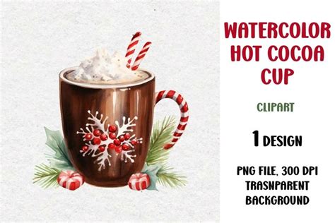 Watercolor Hot Cocoa Cup Clipart Png