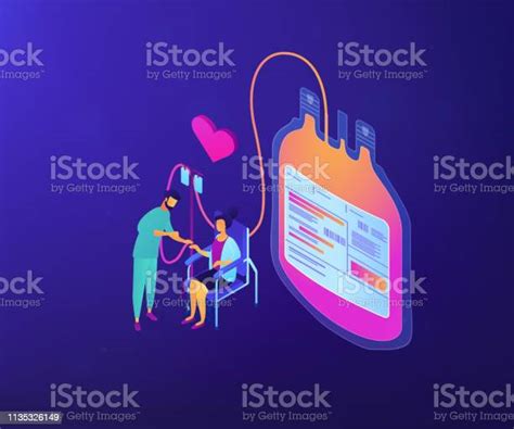 Blood Donation Concept Vector Isometric Illustration Stock Illustration