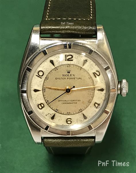 Rolex 3372 Oyster Perpetual Bubble Back White Dial With Leather Strap