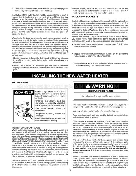 Reliance 6 50 Dort 606 Water Heater Installation And User Manual