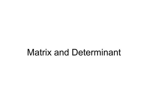 Unit 1 matrix | PPT