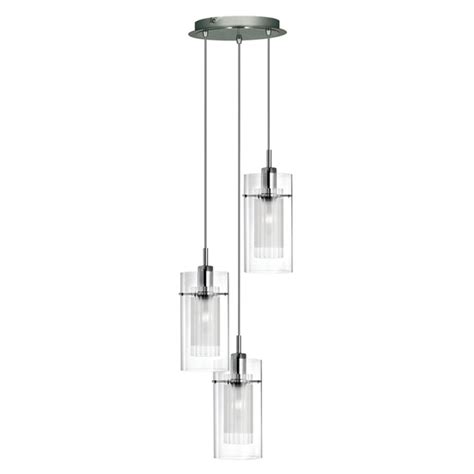 Duo Lights Clear Glass Ceiling Pendant Light In Chrome