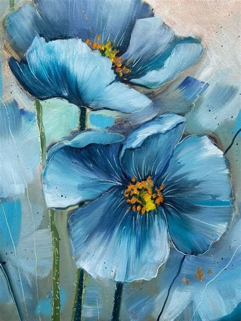 Pin By LOTUS On ROSES Flower Art Painting Blue Flower Painting Art