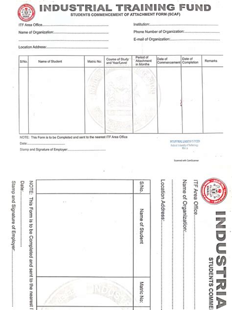 itf scaf form