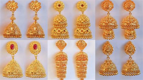 Latest Gold Pinjara Jhumka Earrings Designs With Weight Price Youtube