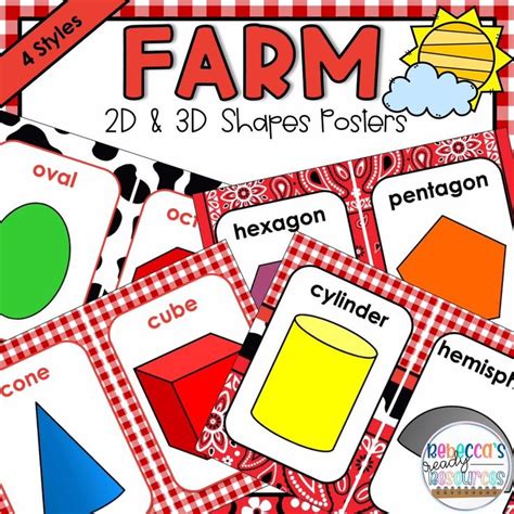 Farm Classroom Decor 2d And 3d Shapes Posters [video] [video] Farm