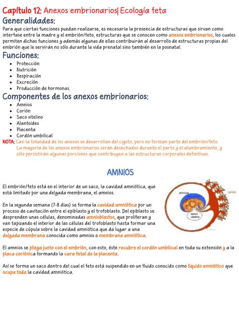 Embriología 1 Arteaga Cap 12 Anexos embrionarios Capítulo 12