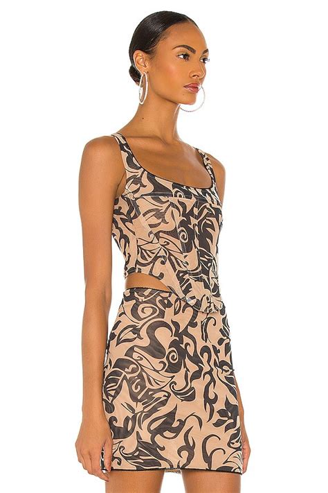 Miaou Campbell Corset In Hawaiian Black Nude REVOLVE