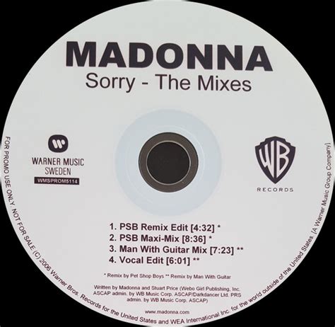 Madonna Sorry The Mixes 2006 Cdr Discogs