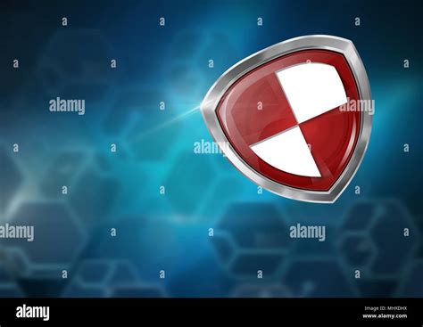 Antivirus Security Protection Shield With Blue Blurred Background Stock