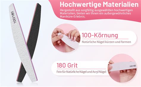 WEIYI 20 Stück Nagelfeile 100 180 Nagelfeilen für Gelnägel